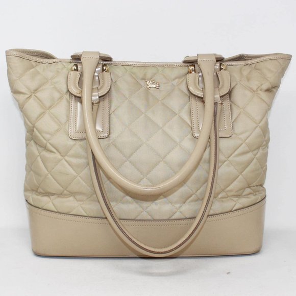 BURBERRY #6137 Nude Coated Nylon Tote Bag - Picture 1 of 9
